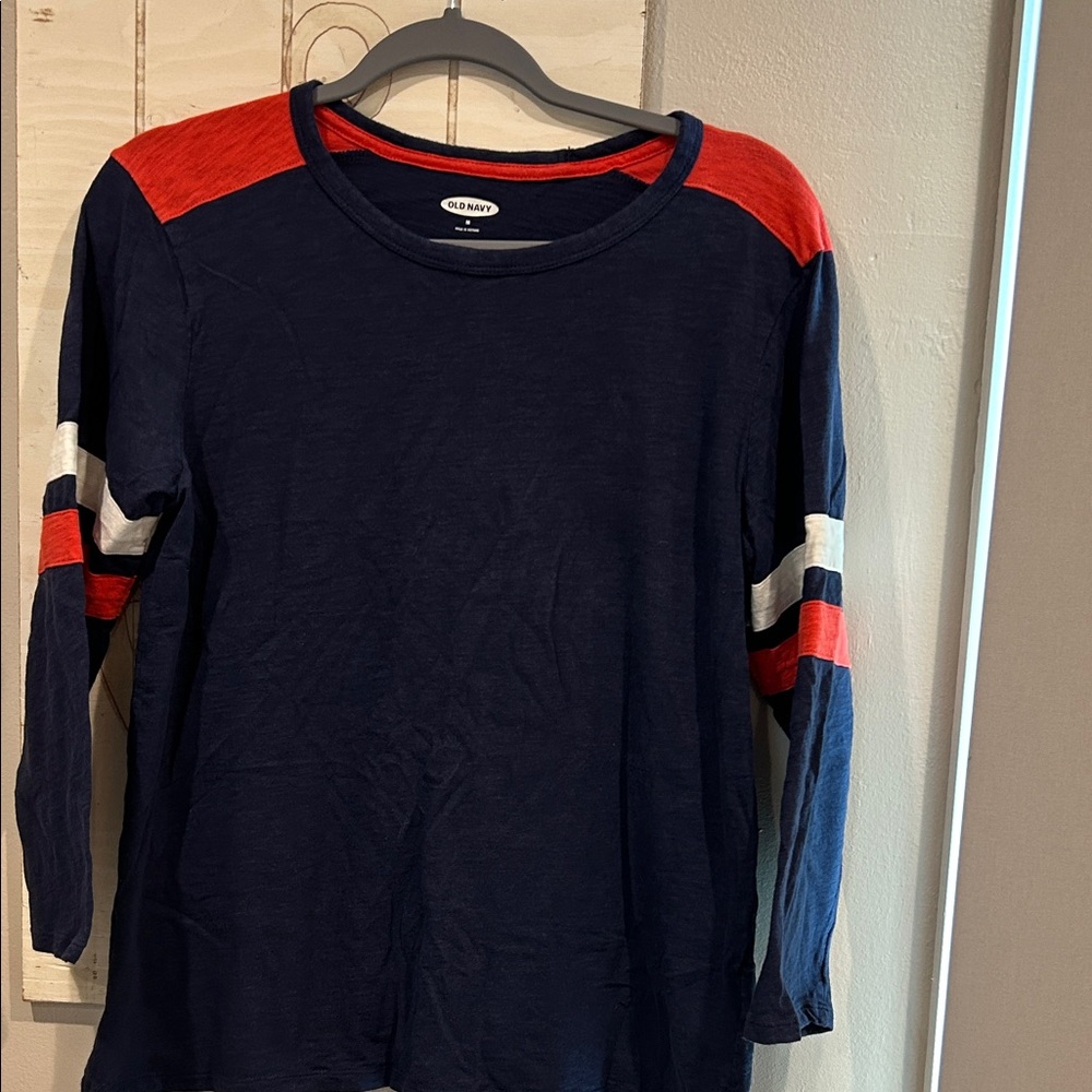 Old Navy Navy and Orange Long Sleeve Tee